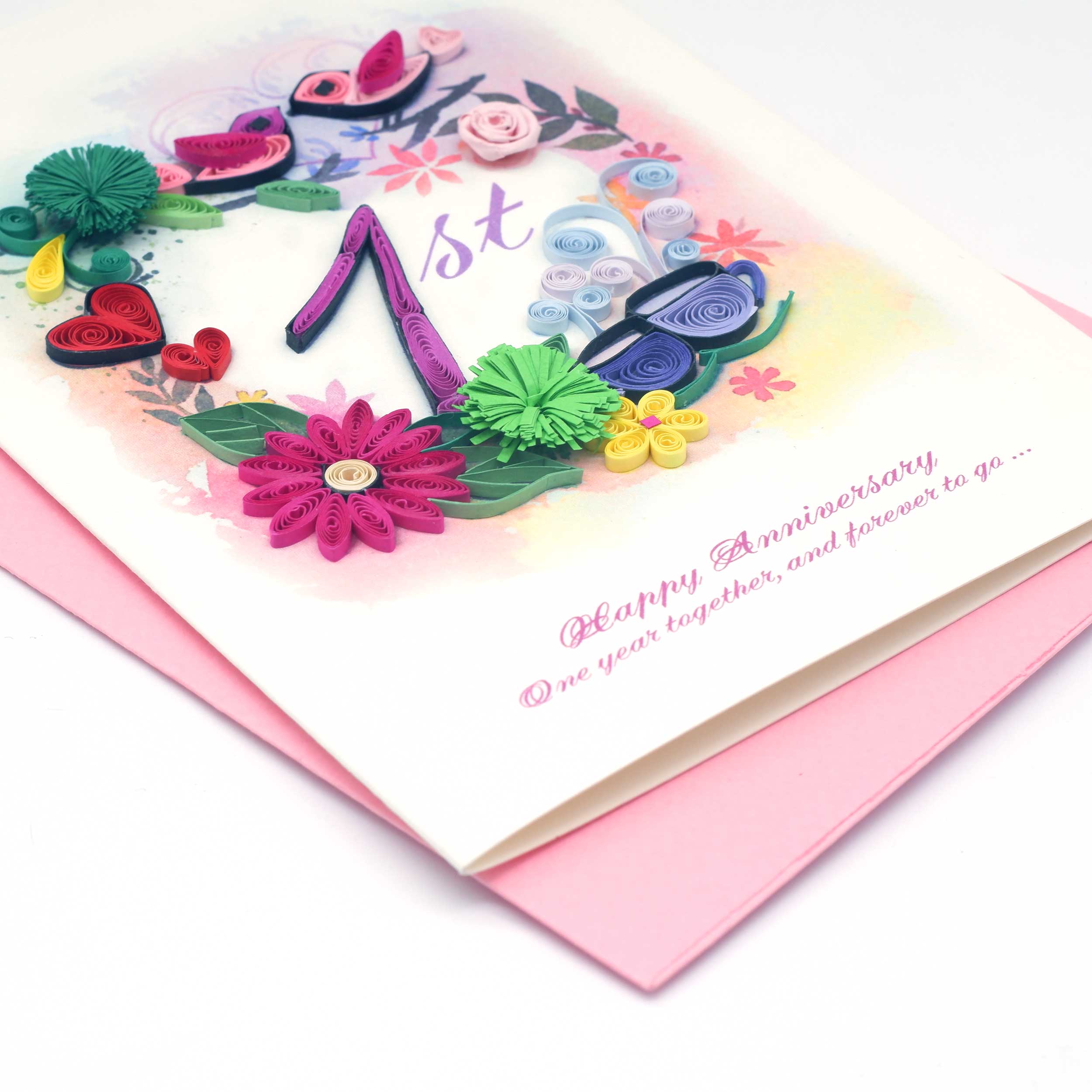 QUILLING 1ST ANNIVERSARY GREETING CARD