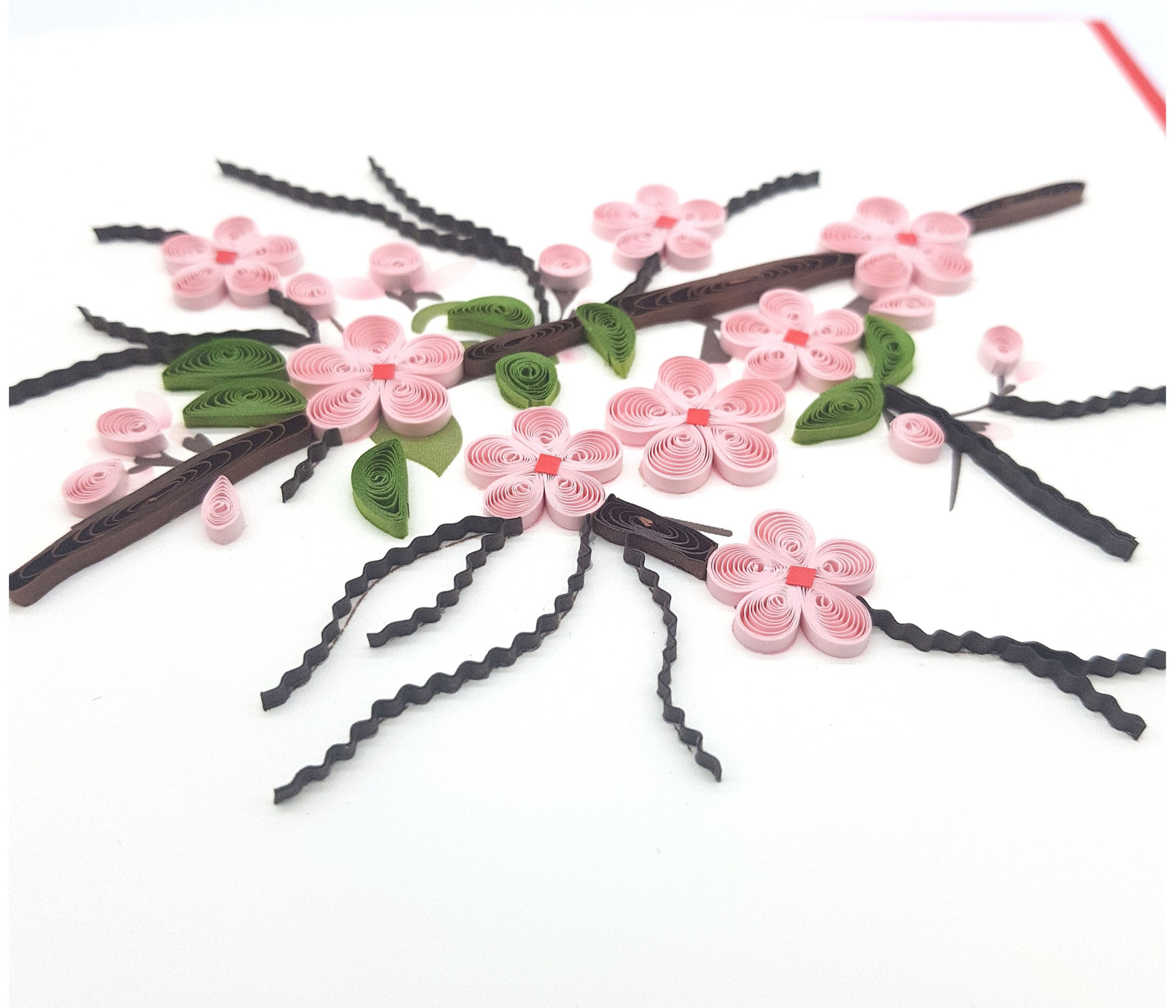 QUILLING PEACH BLOSSOM GREETING CARD