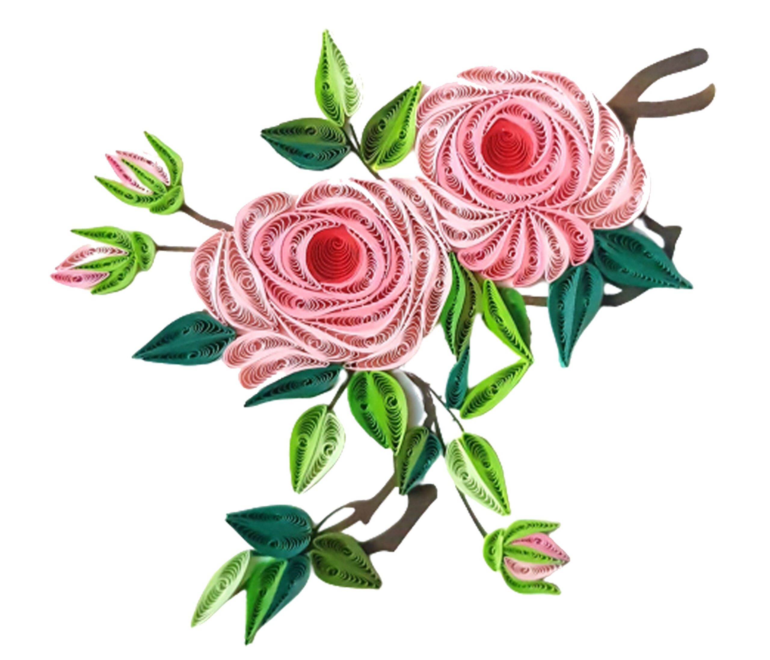QUILLING DOUBLE ROSE GREETING CARD