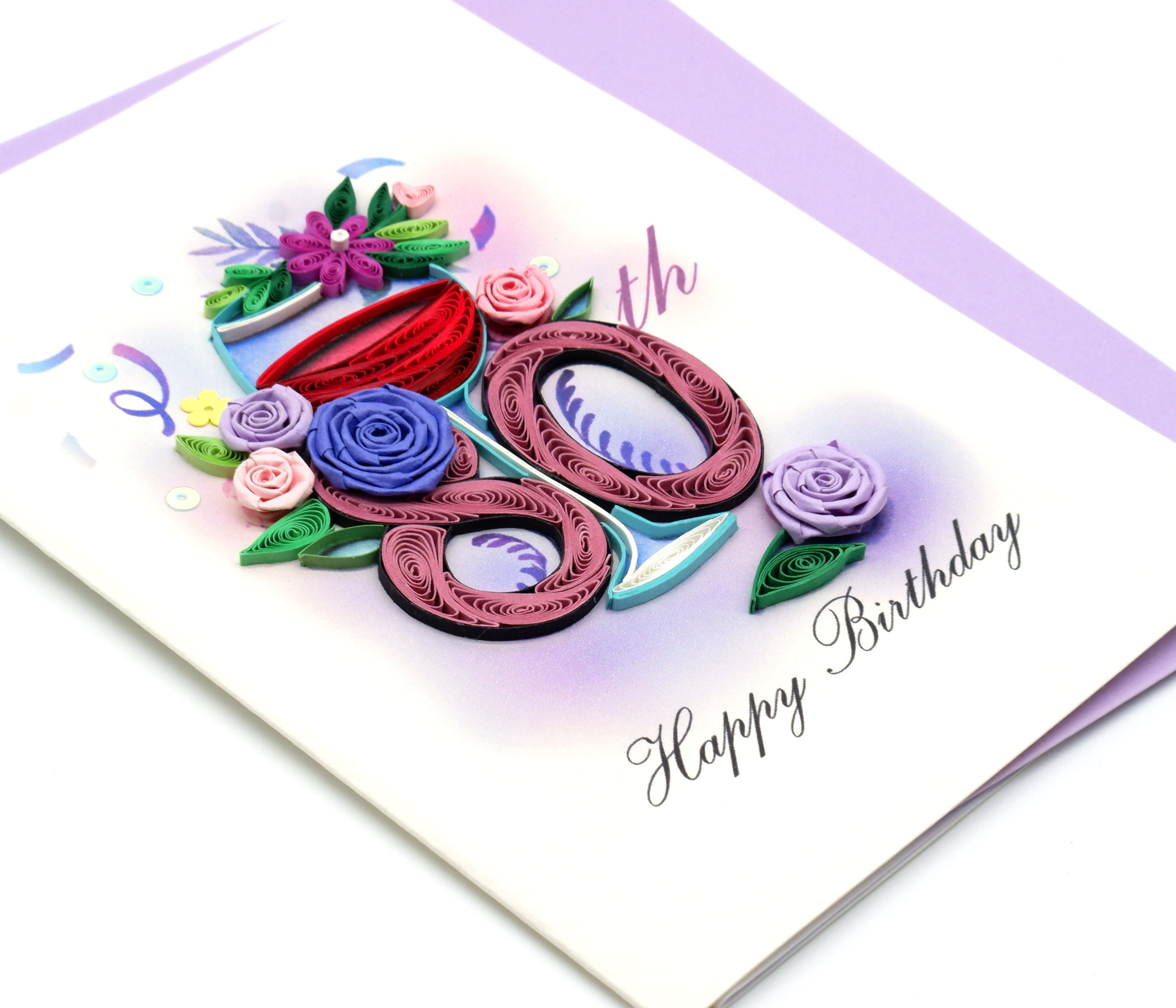 QUILLING 80TH BIRTHDAY GREETING CARD